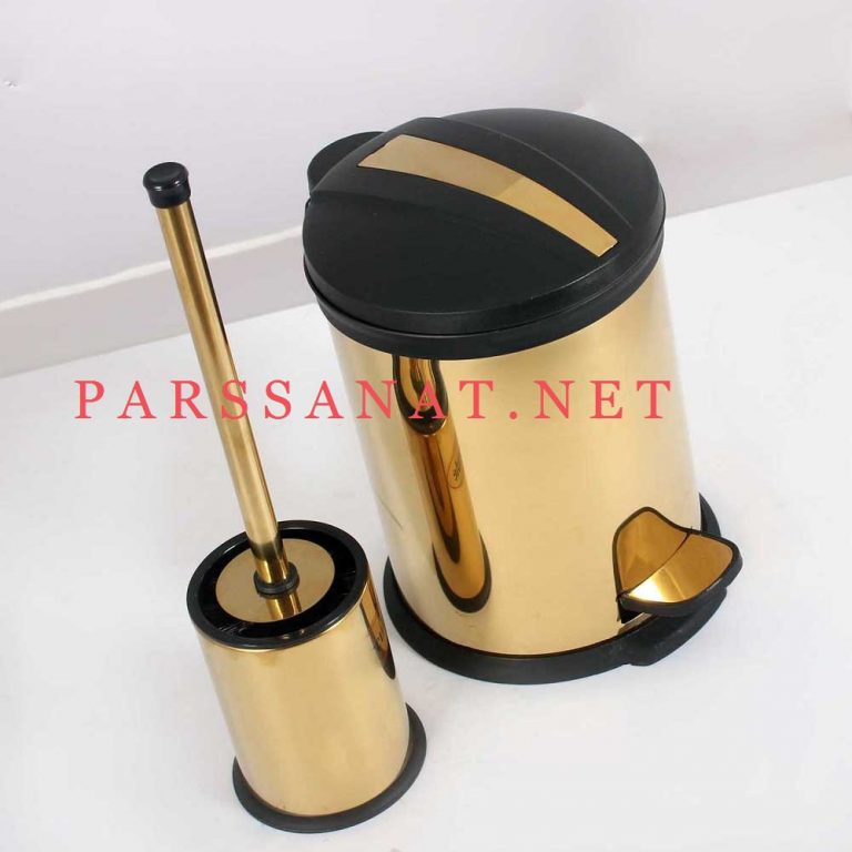 سطل و برس دستشویی طلایی 3 لیتری مدل circule
